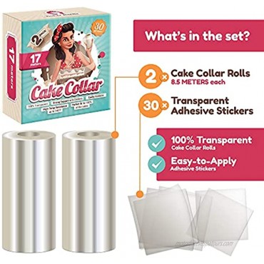 Baker Auntie 2-Pack Cake Collar Rolls 4 x 670 Acetate Sheets for Baking 30 Stickers Clear Acetate Strips for Chocolate Mousse – Transparent Mousse Surrounding Edge Pastry Thick Acetate
