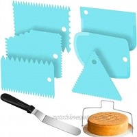 Cake Scraper Cake Smoother Cake Smoothing Tool Set Including 6 Pieces Cake Scraper Smoothers 9 Inch Icing Spatula and Double Wire Cake Slicer Leveler DIY Cake for Christmas Halloween Birthday Party