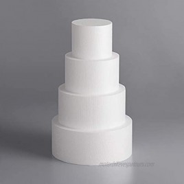 Oasis Supply 4 Piece Round Fake Cake Set Circle Dummy Cake Set for Weddings Crafts and Displays 3” High by 6” 8” 10” 12”