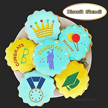 20pcs Graduation Stencils for Cookies Cookie Stencils for Royal Icing Cookie Decorating Tools Graduation Party Supplies Favors Decorations Class of 2021 Decorations