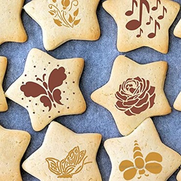 30Pcs Cookie Stencil Template Reusable Cake Decorating Stencils Icing Cake Coffee Mousse Pastry Dessert Decorating Kit for Party Supplies