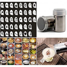 38 Coffee Cake Decorating Stencils + 2 Stainless Steel Mesh Powder Shaker Magnoloran Cookies Baking Painting Mold Barista Templates for Dessert Cappuccino Oatmeal Cupcake Cake Hot Chocolate Mousse