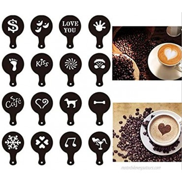 44 Coffee Decorating Stencils + 2 Steel Mesh Powder Shaker + 1 Coffee Latte Art Pen Magnoloran Foam Latte Art Stencils Barista Templates for Decorating Oatmeal Cupcake Cake Cappuccino Mousse
