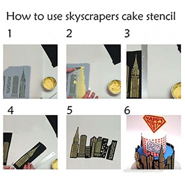 ART Kitchenware Skyscrapers Plastic Cake Stencil for Airbrush Royal Icing Fondant Cake Decorating Bakery Tools 8.55.7 ST-836