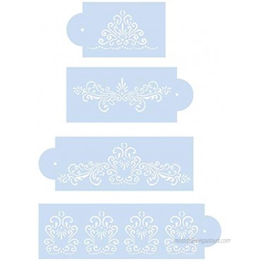 Cookie Stencil Cakes Side Baking Templates Spray Floral Cake Molds Cake Airbrush Stencils for DIY Wedding Birthday Party 4 PCS by Baryuefull