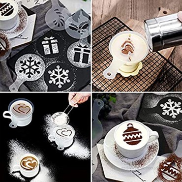 Creazeal Coffee Stencils 16 Pieces Barista Latte Art Mold Cappuccino Decor Templates for Christmas and Valentine's Day Decorating Oatmeal Cupcake Cake Hot Chocolate Cookie Icing Various Patterns