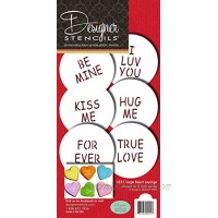 Designer Stencils Large Candy Heart Sayings Cookie Stencils Beige semi-transparent fits 3 inch circle