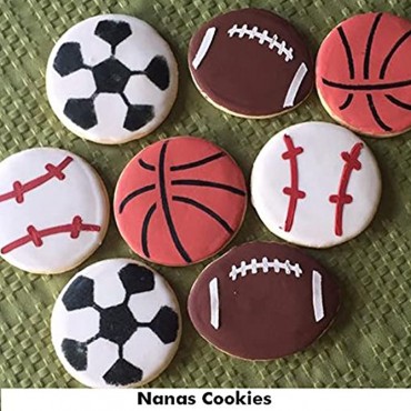 Designer Stencils Small Sports Ball Cupcake and Cookie Stencils Basketball Golf Soccer Baseball Beige semi-transparent