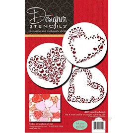 Designer Stencils Swirl Valentine Heart Cookie Stencils Beige Semi-Transparent