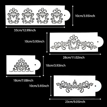 FVVMEED 4 Pieces Spray Flowers Cake Stencil Flower Decorating Template Powdered Sugar Sieve Molds Set Wedding Cake Stencils Plastic Molds Decorative Edge Molding Lace Decoration DIY Baking Tool