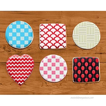 GSS Designs Cookie Stencil 6 Pack Food Safe Templates for Decorating & Baking Chevron Buffalo Check Plaid Fish Scale Balloons Blocks RulerSL-069