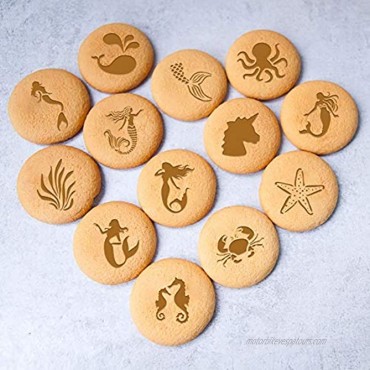 Konsait 20Pack Mermaid Cake Stencil Templates Decoration Reusable Mermaid Cake Cookies Baking Painting Mold Tools,Dessert,Coffee Decorating Molds Cappuccino Mousse Hot Chocolate for DIY Craft Decor