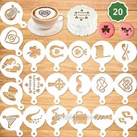 Konsait 20Pack St.Patrick Day Cake Stencil Templates Decoration Reusable St.Patrick Day Cake Cookies Baking Painting Mold Tools Dessert Coffee Decorating Molds Cappuccino Mousse Hot Chocolate