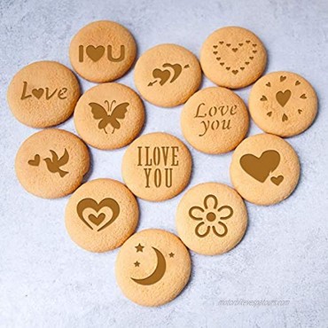 Konsait 20Pack Valentine's Day Cake Stencil Templates Decoration Reusable Valentine Day Cake Cookies Baking Painting Mold Tools for Decorating Dessert Coffee Oatmeal Cappuccino Mousse Hot Chocolate
