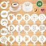 Konsait 20Pack Valentine's Day Cake Stencil Templates Decoration Reusable Valentine Day Cake Cookies Baking Painting Mold Tools for Decorating Dessert Coffee Oatmeal Cappuccino Mousse Hot Chocolate