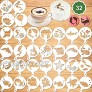 Konsait 32Pack Ocean Animal Cake Stencil Templates Decoration Reusable Mermaid Shark Shell Cake Cookies Baking Painting Mold Tools Dessert Coffee Decorating Molds Cappuccino Mousse Hot Chocolate