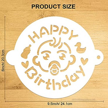 Konsait 6Pack Birthday Cake Stencil Templates Decoration Reusable Birthday Cake Cookies Baking Painting Mold Tools Cake Decorating Stencils for Birthday Party Favor Supplies