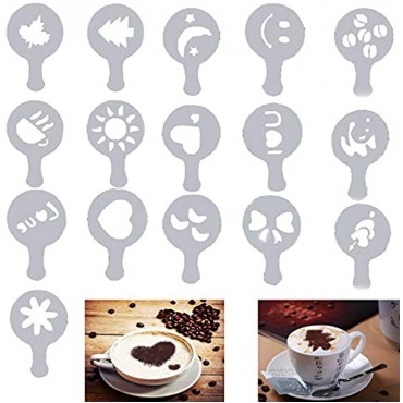 LiXiongBao Barista Coffee Stencils 16 Pack Frosted Transparent Coffee Art Template Decorating Stencils for Latte Cappuccino Coffee Foam Stencils with Letters for Valentine's Day Christmas