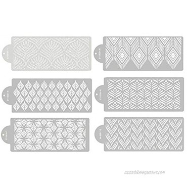 RAYNAG 6 Pieces Cake Stencils Baking Templates Cookie Fondant Cupcake Embossing Mesh Stencil Dessert Decorating Molds Spray Cake Painting Stencils