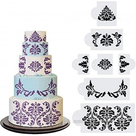 Wedding Cake Stencil Template Kissbuty 7 Pcs Cake Decorating Embossing Plastic Spray Floral Cake Cookie Fondant Side Baking Mesh Stencil Mat Wedding Decor Tools Flower Lace