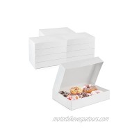 [25 Pack] 12x8x2.25” White Bakery Box Holds 6 Donuts Auto-Popup Cardboard Gift Packaging and Baking Containers Cookies Brownies Pastry and Bread Boxes