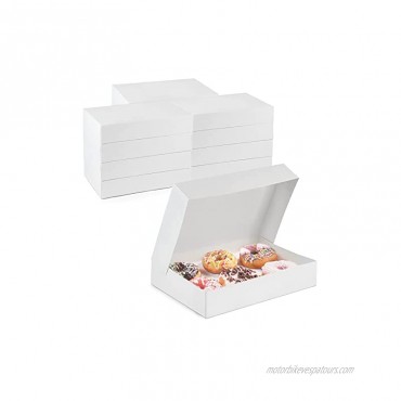 [25 Pack] 12x8x2.25” White Bakery Box Holds 6 Donuts Auto-Popup Cardboard Gift Packaging and Baking Containers Cookies Brownies Pastry and Bread Boxes