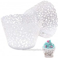 50pcs white Cupcake Wrappers Lace Cupcake Liners Laser Cut Cupcake Papers Cupcake Cups Cases for Wedding Birthday Party Decoration