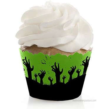 Big Dot of Happiness Zombie Zone Halloween or Birthday Zombie Crawl Party Decorations Party Cupcake Wrappers Set of 12