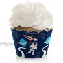 Blast Off to Outer Space Rocket Ship Baby Shower or Birthday Party Decorations Party Cupcake Wrappers Set of 12