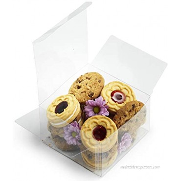Clear Plastic Boxes: 50-Pack Transparent Pastry Containers Set | by Cuisiner | 4X4X2.5” Treat Cookie Cupcake Candy Wedding Birthday Party Package Boxes