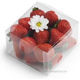 Clear Plastic Boxes: 50-Pack Transparent Pastry Containers Set | by Cuisiner | 4X4X2.5” Treat Cookie Cupcake Candy Wedding Birthday Party Package Boxes