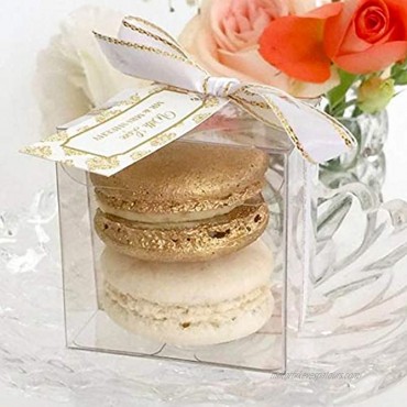 COMFECTO Clear Plastic Boxes 50 Pcs 2 x 2 x 2 Inch for Wedding Party Baby Shower Favors Transparent Packing Box for MiniGifts Macaron Cupcake Candy Cookies Single Individual Packaging for Display