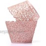 Coolrunner 48pcs Cupcake Wrappers Cupcake Holders Flower Vine Filigree Cutout Lace Cupcake Wrapper Wraps Liner for Wedding Party Cake Decoration