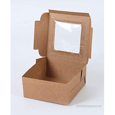 Cupcake Boxes Cardboard Cupcake Boxes with 9 Yard Ribbon & Cupcake Stickers Brown 4 Holes Kraft Papers Gift Boxes for Cookie Bakery Muffin Pastry Cupcakes Container Carrier Boxes 15 Pcs