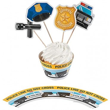 Fun Express Police Party Cupcake Collars W picks for Birthday Party Supplies Serveware & Barware Misc Serveware & Barware Birthday 100 Pieces