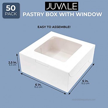 Juvale Pastry Box with Window 6 x 6 x 2.5 in White Pack of 50