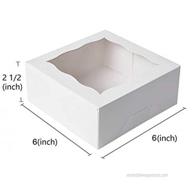 ONE MORE 6White Bakery Boxes with PVC Window for Pie and Cookies Boxes Small Natural Craft Paper Box 6x6x2.5inch,12 of Pack