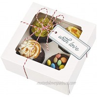 Premium Bakery Box Kit 6x6x2.5 inch 12x Auto Pop-up Bakery Boxes With Window Cupcake Inserts Twine Labels and Stickers! For Treats Cookies Pastries Desserts and Small Pies by The Cookie Crumb