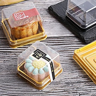 Single Clear Plastic Mooncake Box with Transparent Lids and Sealing Lables 50 Sets 50G Black