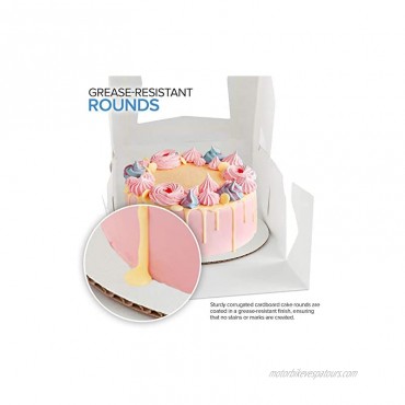 Stock Your Home 10 Inch Cake Box & Board in White 10 Count 10 Inch Large Cookie Box Grease Resistant Cake Rounds White Cake Box with Double Viewing Window for Displaying Cakes Cupcakes Pie
