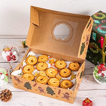 Sunolga Gift Box For Christmas Cookies 20 pack Kraft With Window And Christmas Stickers Biscuits Candy Dessert Holiday Treat Box For Christmas
