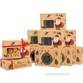 Sunolga Gift Box For Christmas Cookies 20 pack Kraft With Window And Christmas Stickers Biscuits Candy Dessert Holiday Treat Box For Christmas