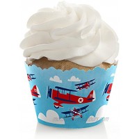 Taking Flight Airplane Vintage Plane Baby Shower or Birthday Party Decorations Party Cupcake Wrappers Set of 12