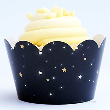 Twinkle Little Star Decorations 36 Graduation Cupcake Wrappers Outer Space Theme Birthday Baby Shower Decor Starry Night Slumber Party Supplies