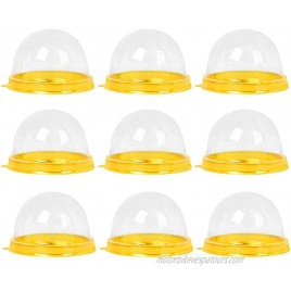 Vumdua 100 Packs of Mini Cake Box Clear Plastic Cookies Muffins Dome Box 2 Inch Mooncake Box with with Clear Dome for Wedding Birthday Party Gold