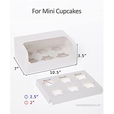 Yotruth 50 Packs Cupcake Boxes For Six Holders,White Cupcakse Carrier 10 x 7 x 3.5 White Auto-Popup Bakery Boxes for Paking