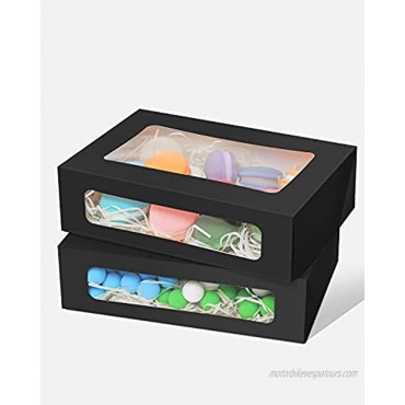 Yotruth 9x6x2.5 Cookie Box with Window Gift Bakery Boxes 26 Pack Black Cookie Box Pop-up Easy Assembly Treat Box