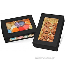 Yotruth 9x6x2.5 Cookie Box with Window Gift Bakery Boxes 26 Pack Black Cookie Box Pop-up Easy Assembly Treat Box