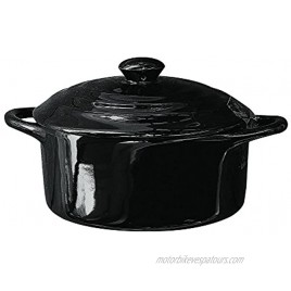 5 Round Stoneware Mini Personal Covered Casserole Baker Black