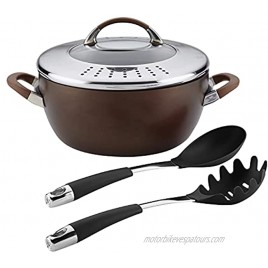 Circulon Symmetry Hard Anodized Nonstick Casserole with Locking Straining Lid and Kitchen Tools 4 Piece Chocolate